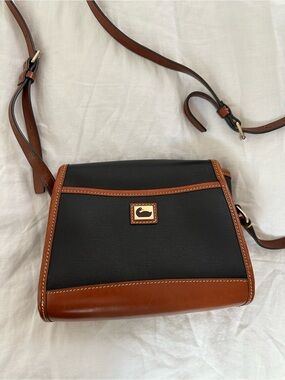 Dooney & Bourke Black and Brown Leather-Trim Crossbody